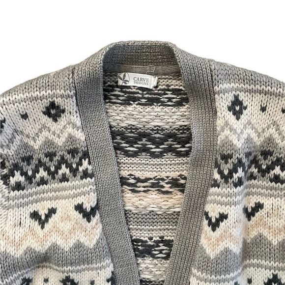 Carve Designs Gray and Cream Patterned Cardigan - Picture 3 of 14